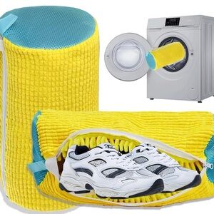 Yellow and Blue Shoe Laundry Bag